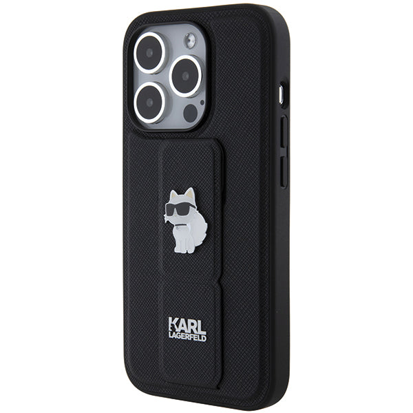MagSafe-kotelo Apple iPhone 14 Prolle, Karl Lagerfeld, Saffiano Gripstand Choupette, Musta