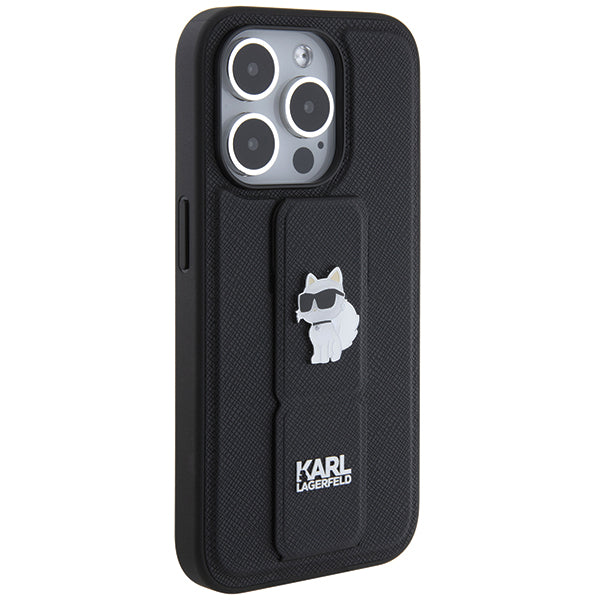 MagSafe-kotelo Apple iPhone 14 Prolle, Karl Lagerfeld, Saffiano Gripstand Choupette, Musta