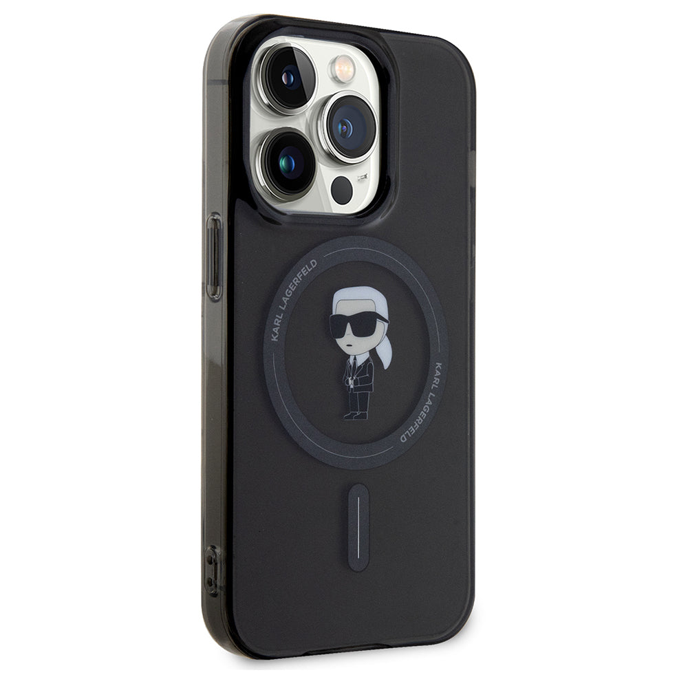 MagSafe-kotelo Apple iPhone 14 Pro Maxille, Karl Lagerfeld, IML Ikonik Karl, Musta