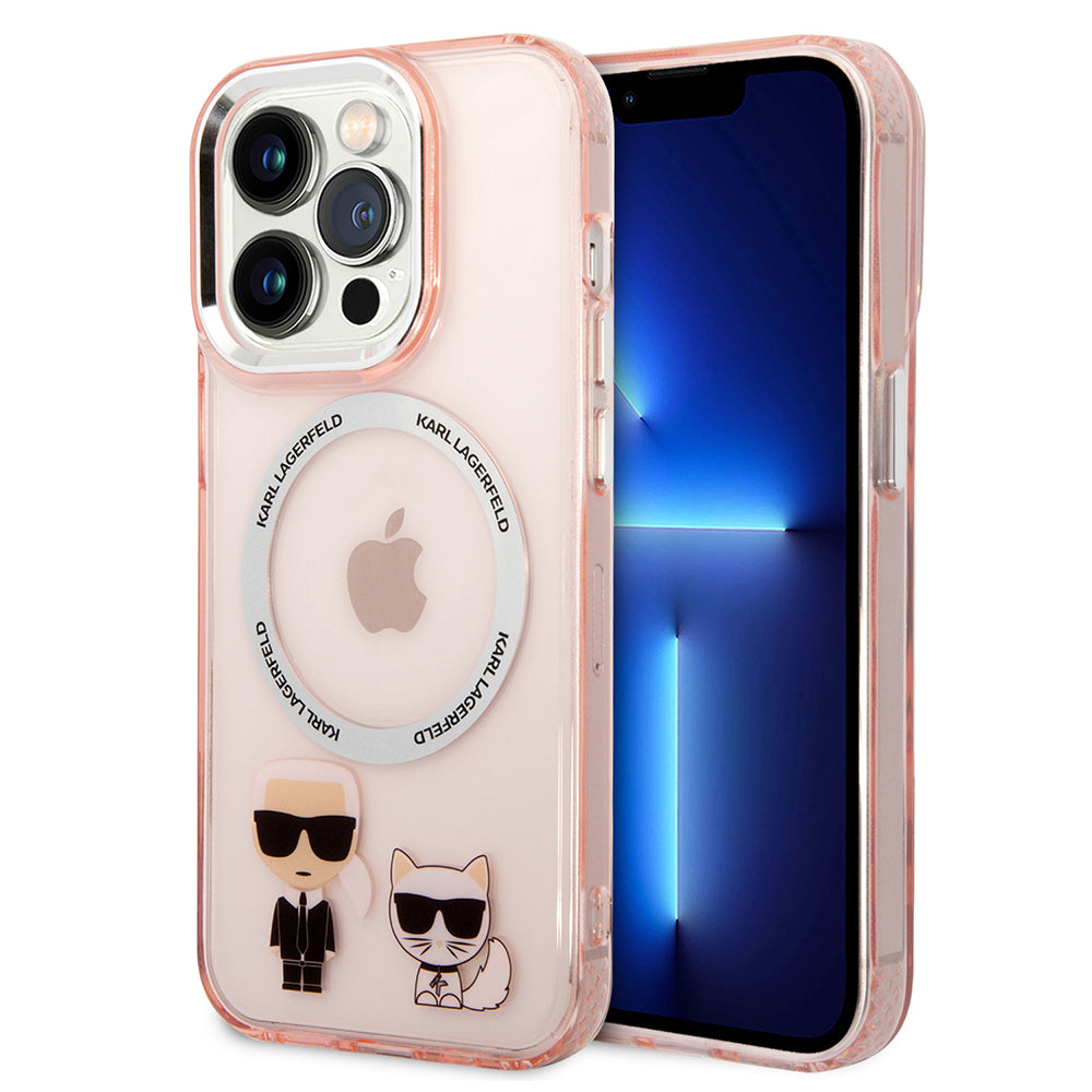 MagSafe-kotelo Apple iPhone 14 Pro Maxille, Karl Lagerfeld, Karl & Choupette Aluminium, Pinkki