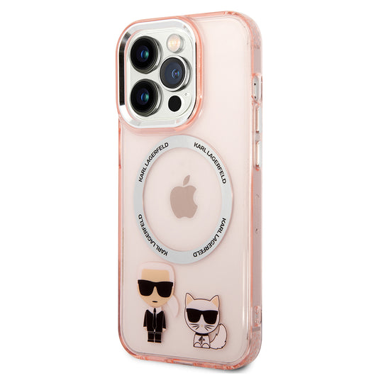 MagSafe-kotelo Apple iPhone 14 Pro Maxille, Karl Lagerfeld, Karl & Choupette Aluminium, Pinkki
