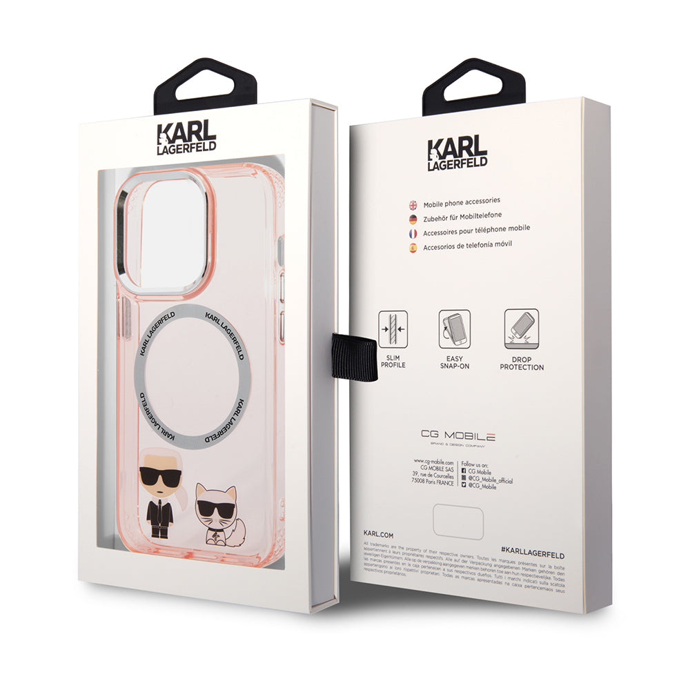 MagSafe-kotelo Apple iPhone 14 Pro Maxille, Karl Lagerfeld, Karl & Choupette Aluminium, Pinkki