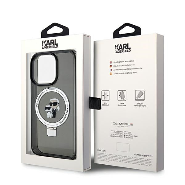 MagSafe-kotelo Apple iPhone 14 Pro Maxille, Karl Lagerfeld, Ring Stand Karl & Choupette, Musta