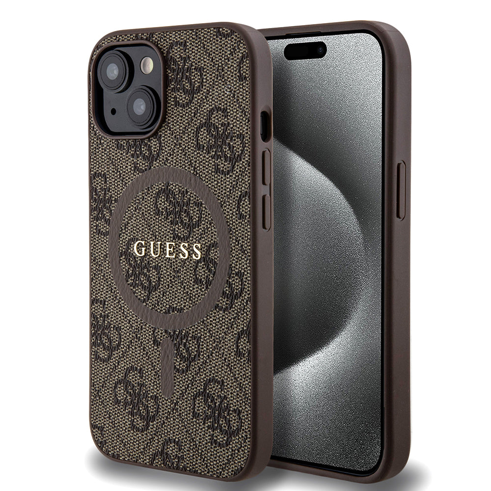 MagSafe-kotelo Apple iPhone 15:lle, Guess, 4G Collection, Ruskea