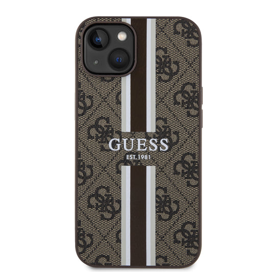 MagSafe-kotelo Apple iPhone 15:lle, Guess, 4G Printed Stripes, Ruskea
