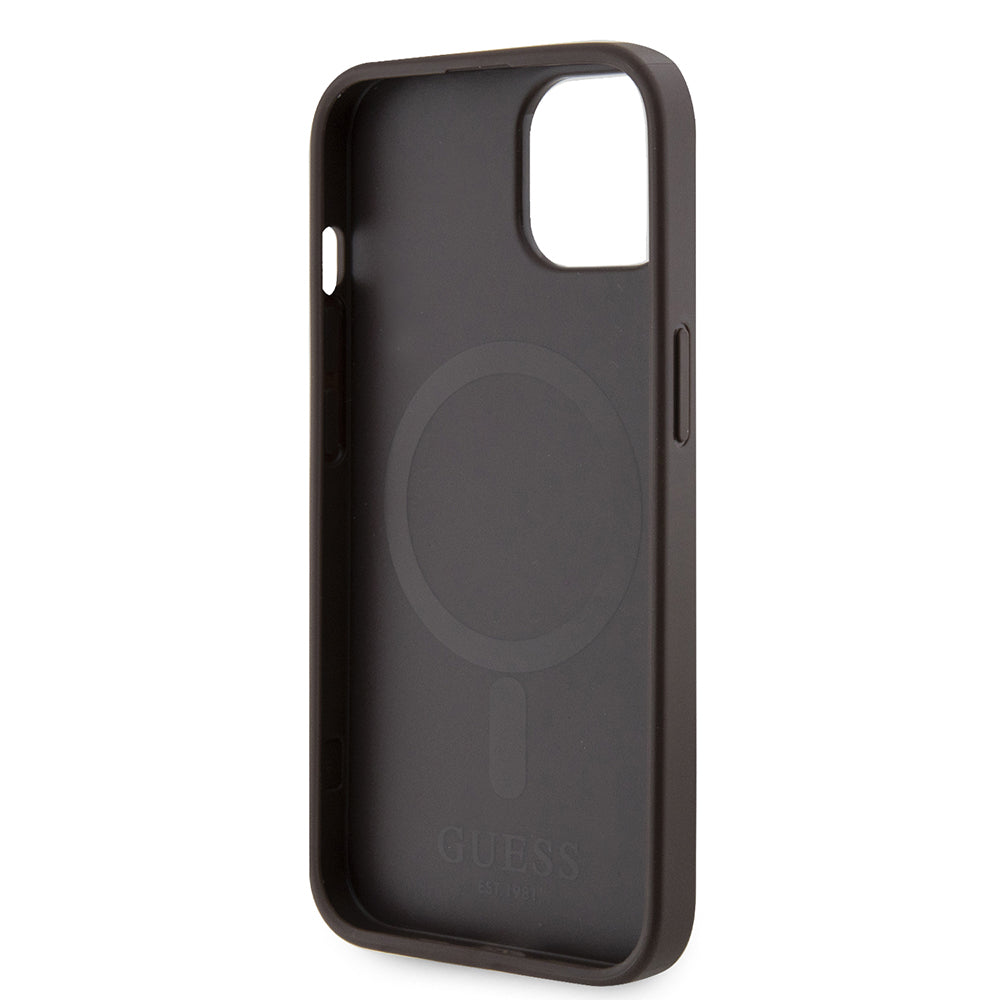 MagSafe-kotelo Apple iPhone 15:lle, Guess, 4G Printed Stripes, Ruskea