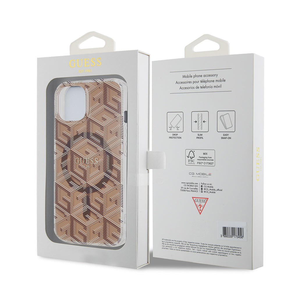 MagSafe-kotelo Apple iPhone 15:lle, Guess, IML Gcube, Ruskea