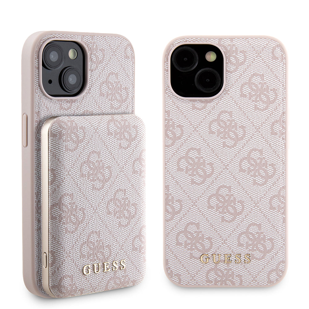 MagSafe-kotelo Apple iPhone 15:lle, Guess, Powerbank 4G Metal Logo, Pinkki