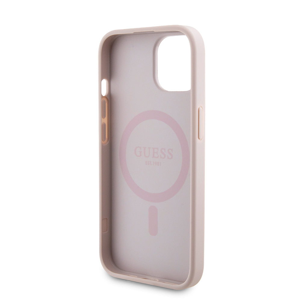 MagSafe-kotelo Apple iPhone 15:lle, Guess, Powerbank 4G Metal Logo, Pinkki