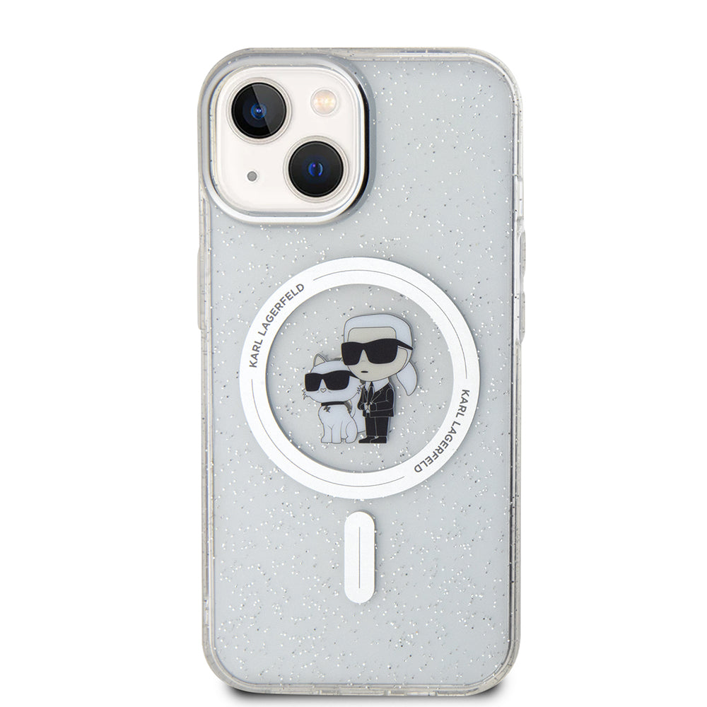 MagSafe-kotelo Apple iPhone 15:lle, Karl Lagerfeld, Glitter, Läpinäkyvä