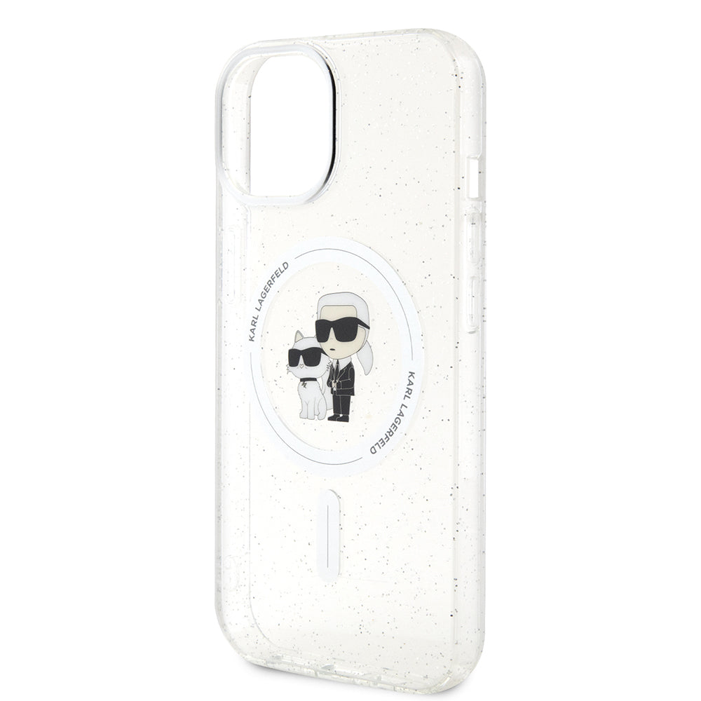 MagSafe-kotelo Apple iPhone 15:lle, Karl Lagerfeld, Glitter, Läpinäkyvä