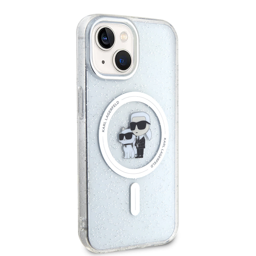 MagSafe-kotelo Apple iPhone 15:lle, Karl Lagerfeld, Glitter, Läpinäkyvä
