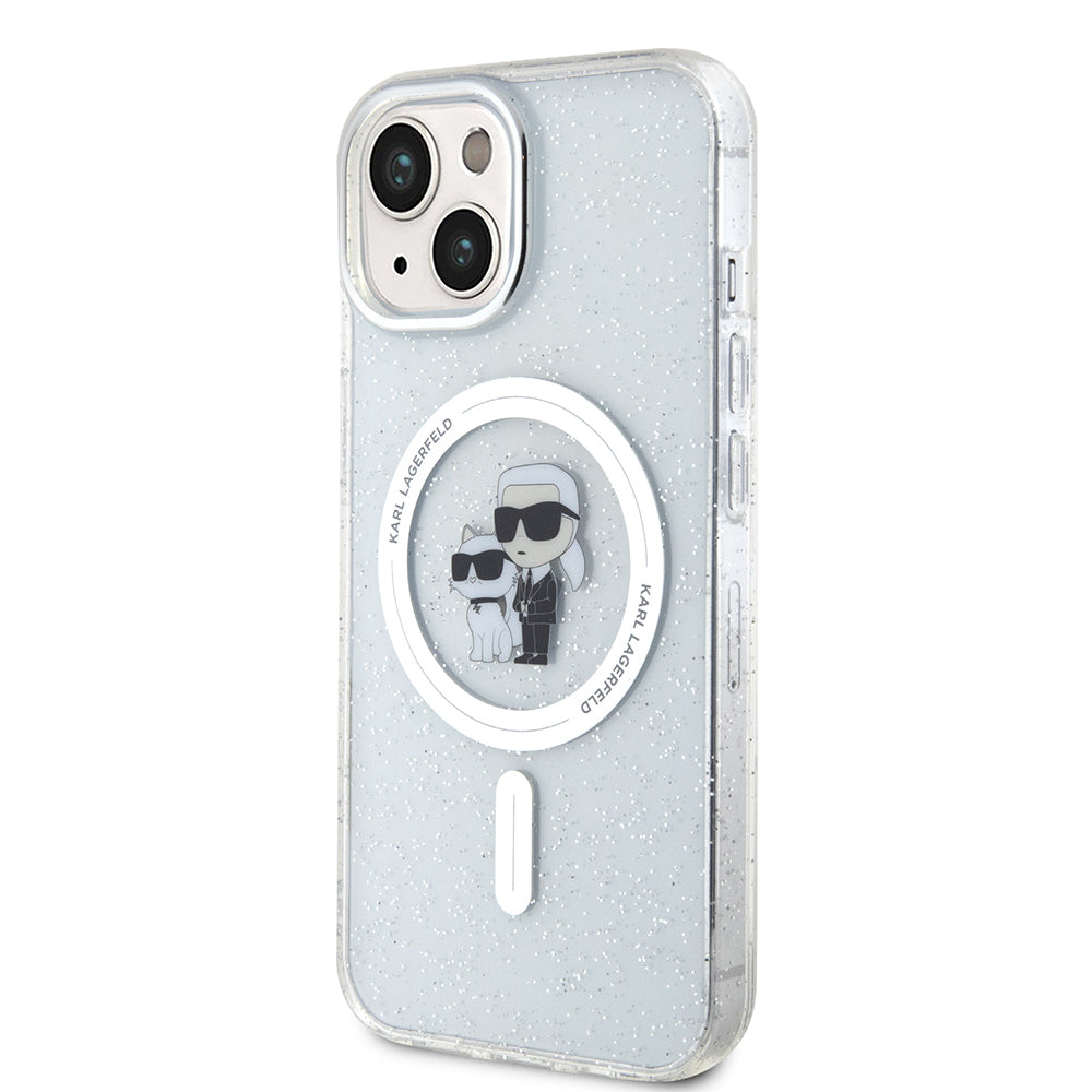 MagSafe-kotelo Apple iPhone 15:lle, Karl Lagerfeld, Glitter, Läpinäkyvä