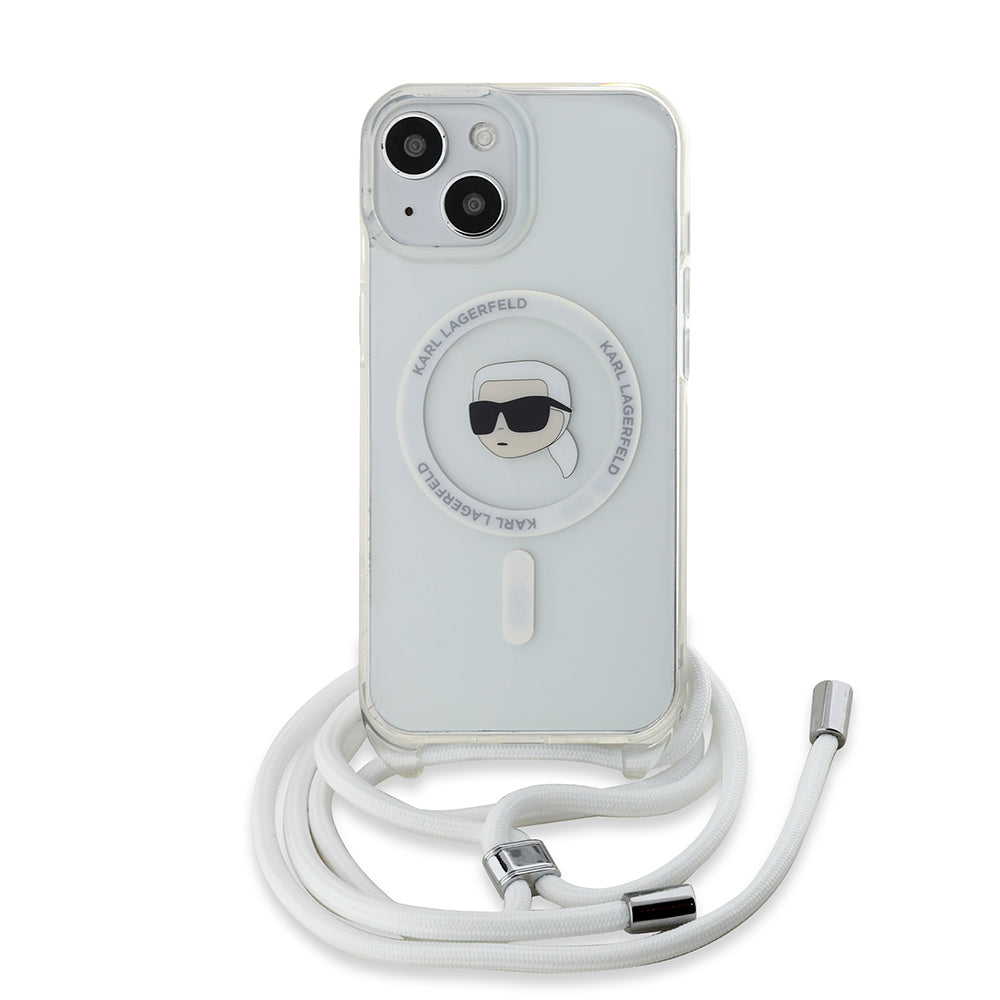 MagSafe-kotelo Apple iPhone 15:lle, Karl Lagerfeld, IML Crossbody Karl's Head, Läpinäkyvä
