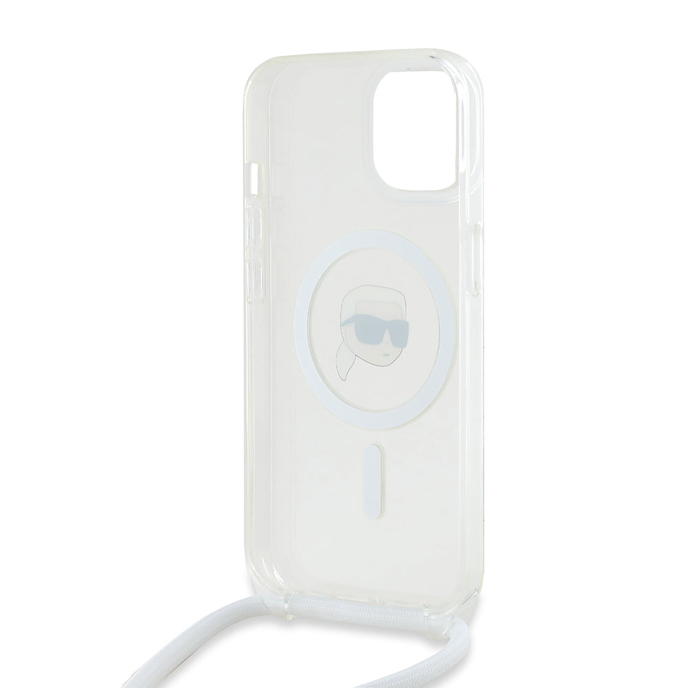 MagSafe-kotelo Apple iPhone 15:lle, Karl Lagerfeld, IML Crossbody Karl's Head, Läpinäkyvä