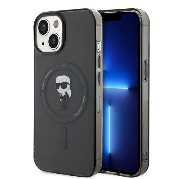 MagSafe-kotelo Apple iPhone 15:lle, Karl Lagerfeld, IML Ikonik Karl, Musta
