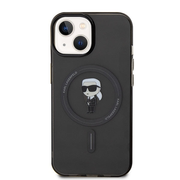 MagSafe-kotelo Apple iPhone 15:lle, Karl Lagerfeld, IML Ikonik Karl, Musta