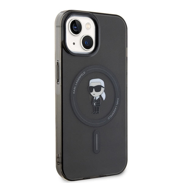 MagSafe-kotelo Apple iPhone 15:lle, Karl Lagerfeld, IML Ikonik Karl, Musta