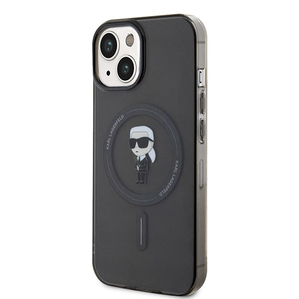 MagSafe-kotelo Apple iPhone 15:lle, Karl Lagerfeld, IML Ikonik Karl, Musta