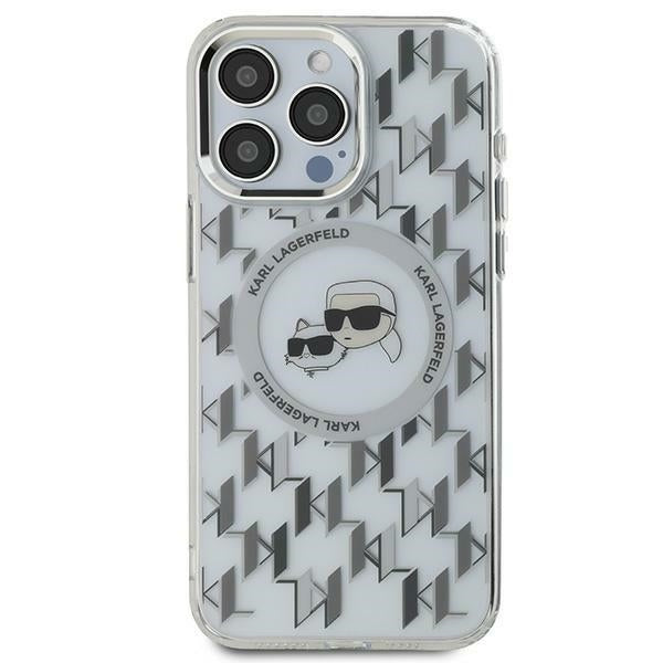 MagSafe-kotelo Apple iPhone 15:lle, Karl Lagerfeld, IML Monogram Karl & Choupette's Heads, Läpinäkyvä