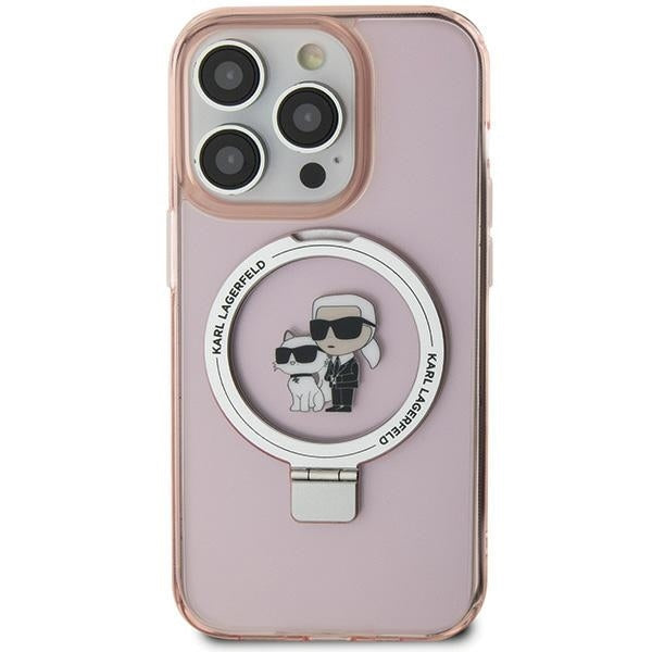 MagSafe-kotelo Apple iPhone 15:lle, Karl Lagerfeld, Ring Stand Karl & Choupette, Pinkki