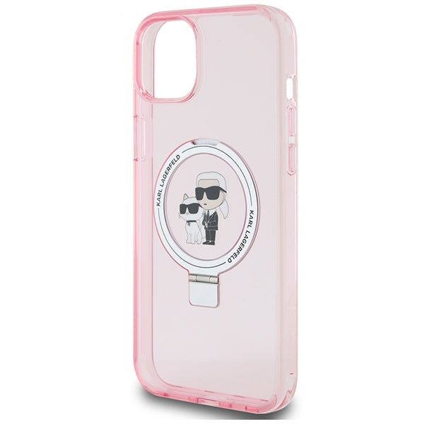 MagSafe-kotelo Apple iPhone 15:lle, Karl Lagerfeld, Ring Stand Karl & Choupette, Pinkki