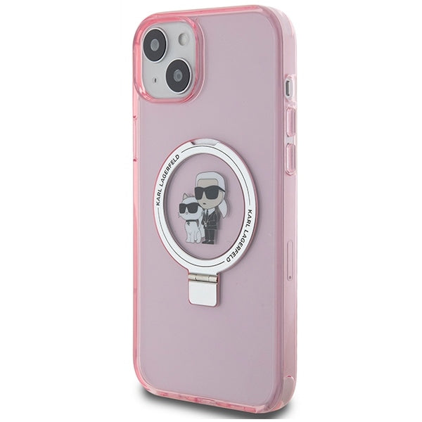 MagSafe-kotelo Apple iPhone 15:lle, Karl Lagerfeld, Ring Stand Karl & Choupette, Pinkki