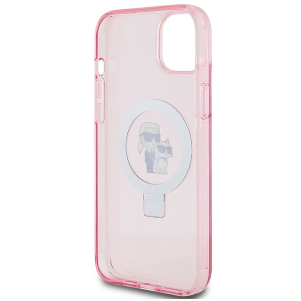 MagSafe-kotelo Apple iPhone 15:lle, Karl Lagerfeld, Ring Stand Karl & Choupette, Pinkki