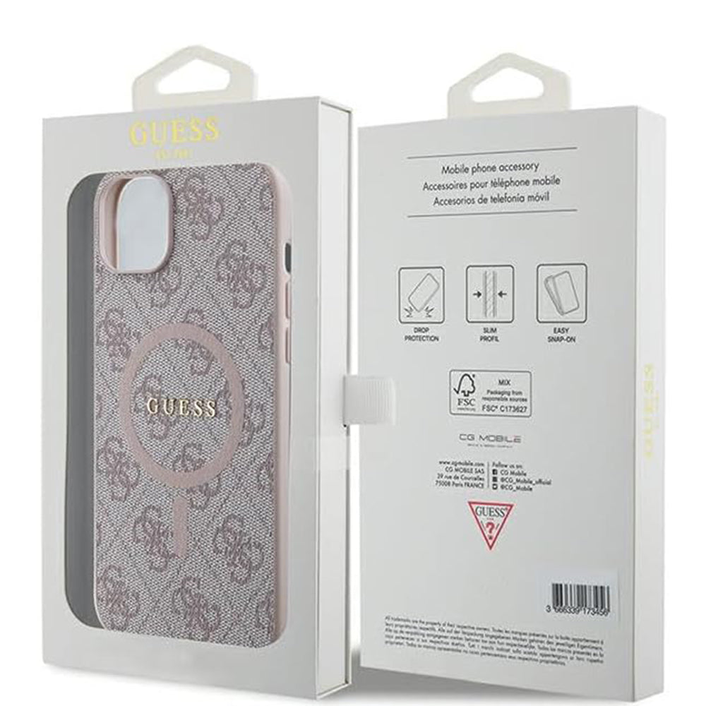 MagSafe-kotelo Apple iPhone 15 Plus -puhelimelle, Guess, 4G Collection, Pinkki