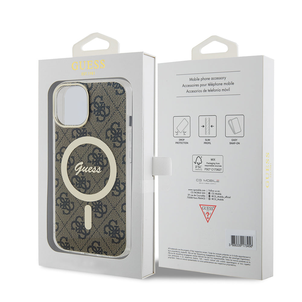 MagSafe-kotelo Apple iPhone 15 Plus -puhelimelle, Guess, IML 4G, Ruskea
