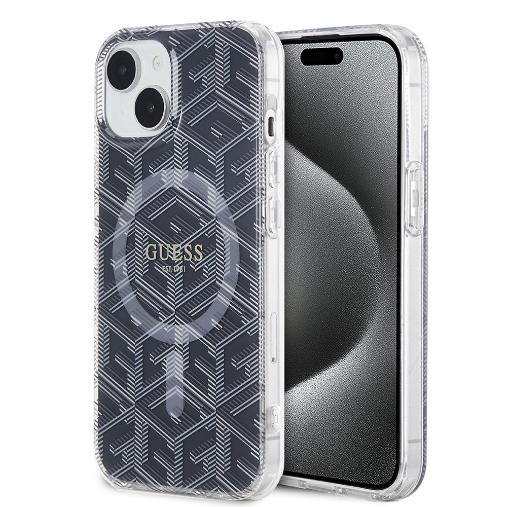 MagSafe-kotelo Apple iPhone 15 Plus -puhelimelle, Guess, IML Gcube, Musta