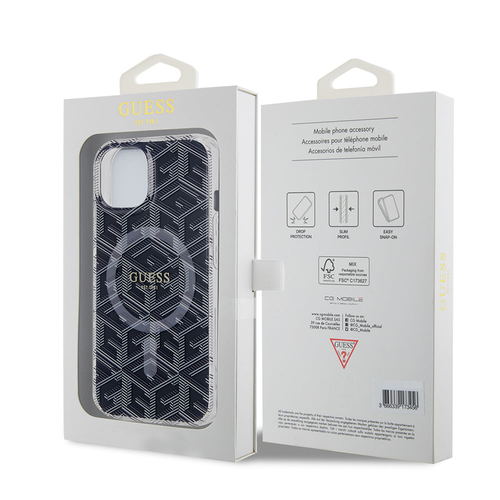MagSafe-kotelo Apple iPhone 15 Plus -puhelimelle, Guess, IML Gcube, Musta