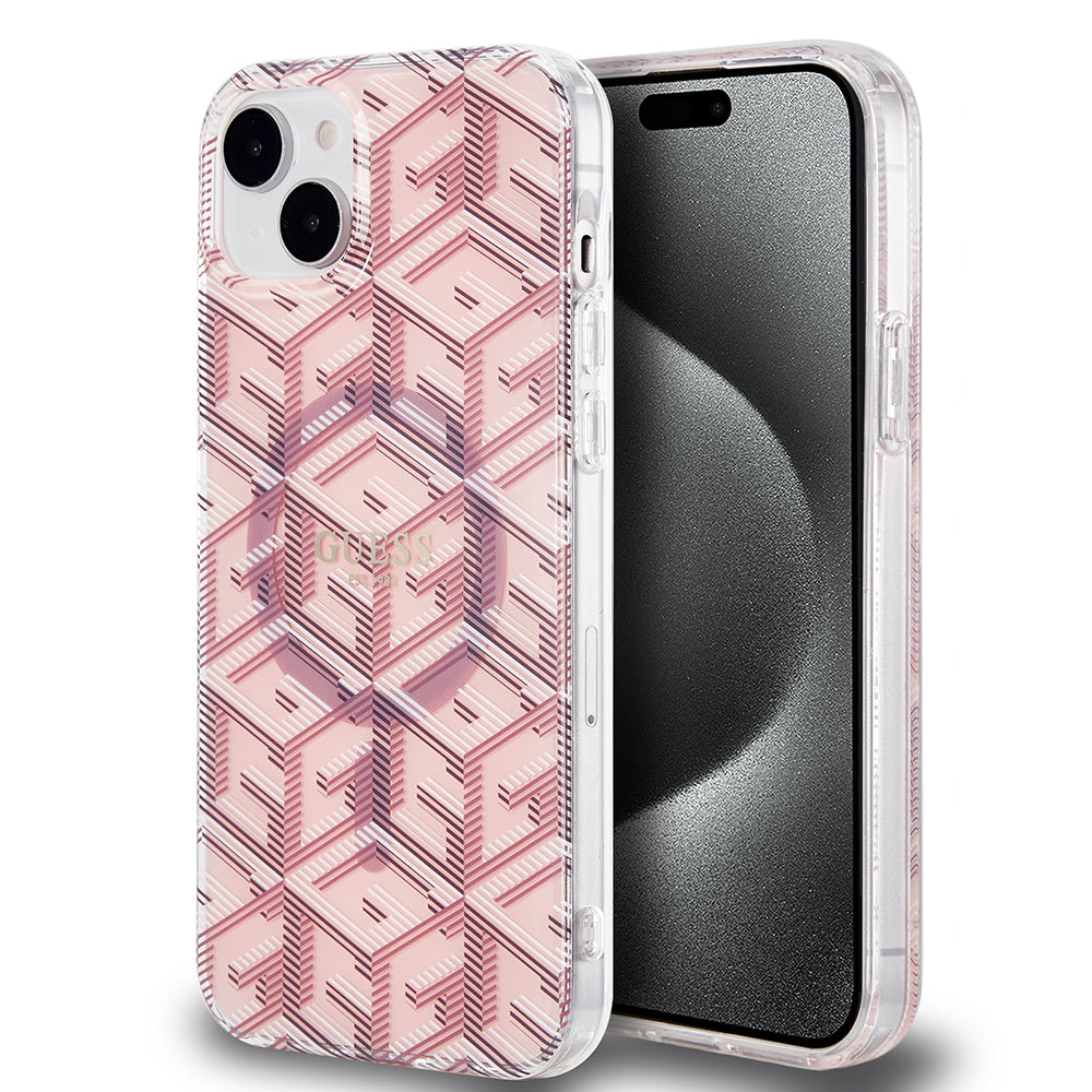 MagSafe-kotelo Apple iPhone 15 Plus -puhelimelle, Guess, IML Gcube, Pinkki