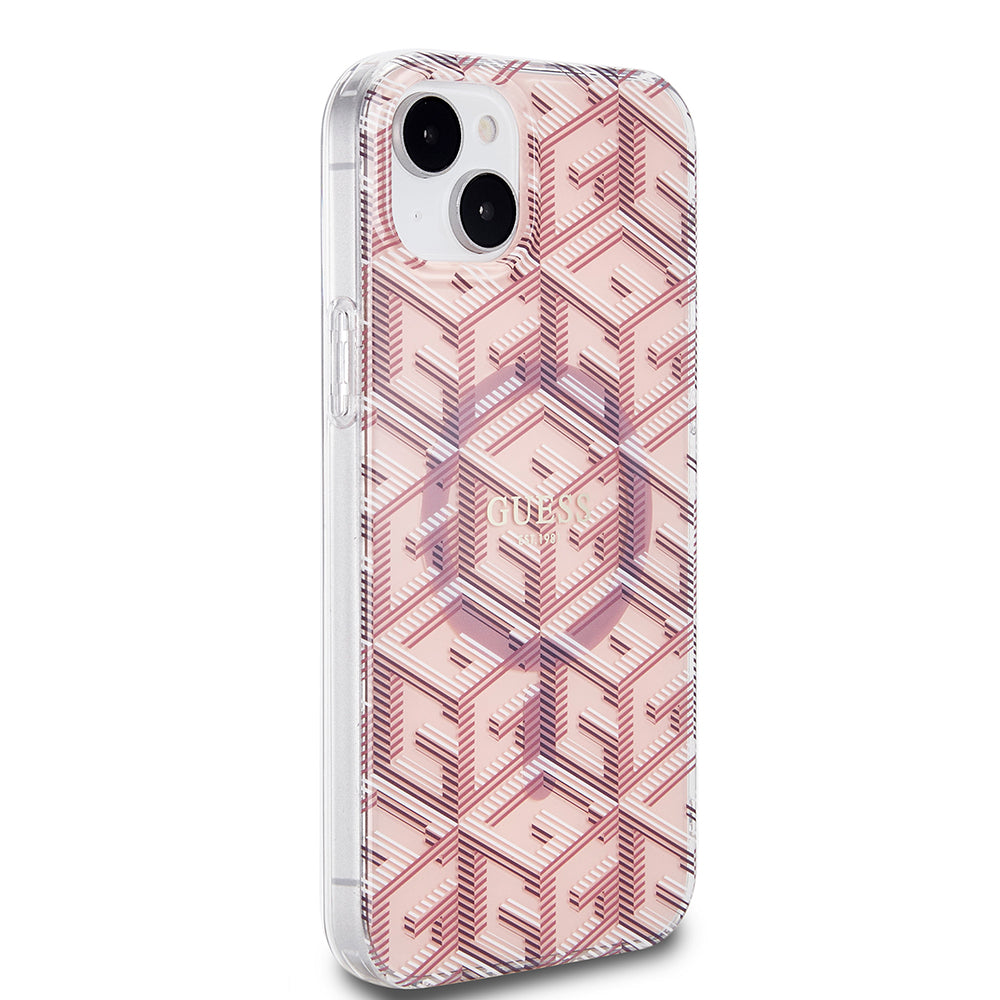 MagSafe-kotelo Apple iPhone 15 Plus -puhelimelle, Guess, IML Gcube, Pinkki