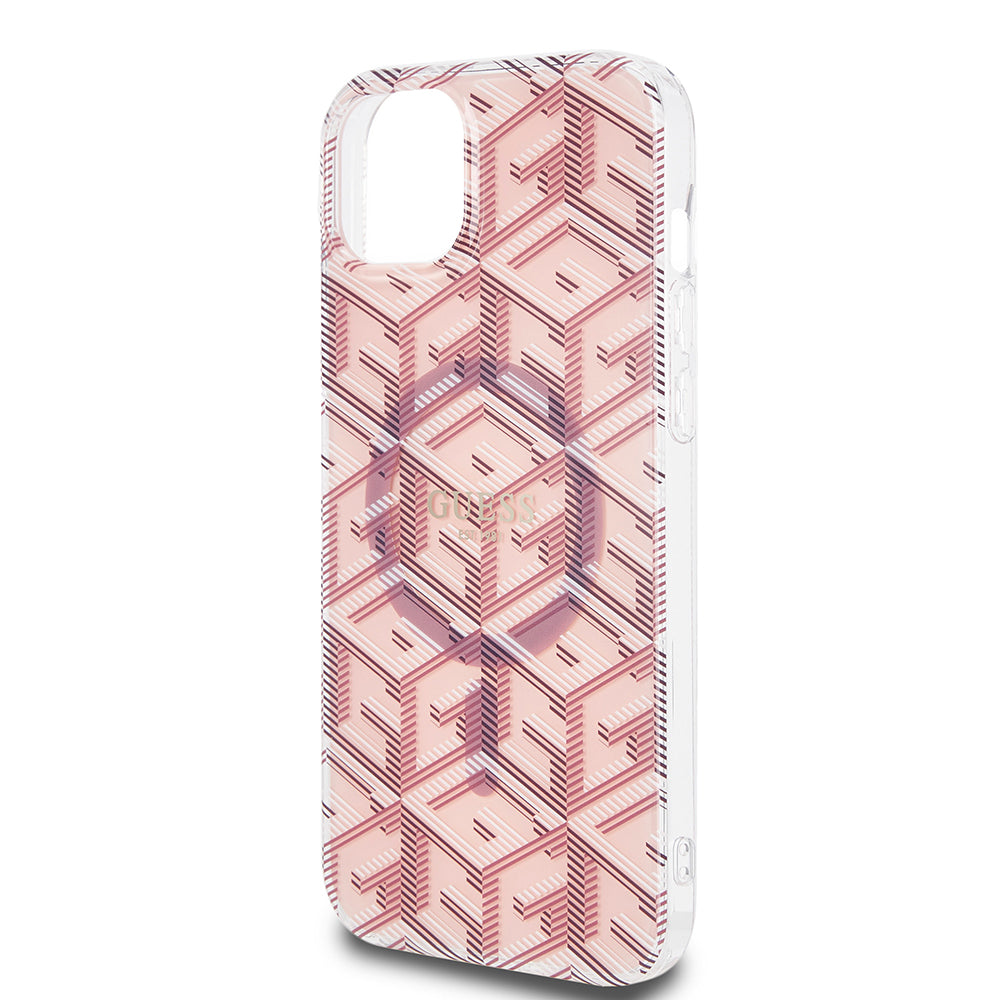 MagSafe-kotelo Apple iPhone 15 Plus -puhelimelle, Guess, IML Gcube, Pinkki