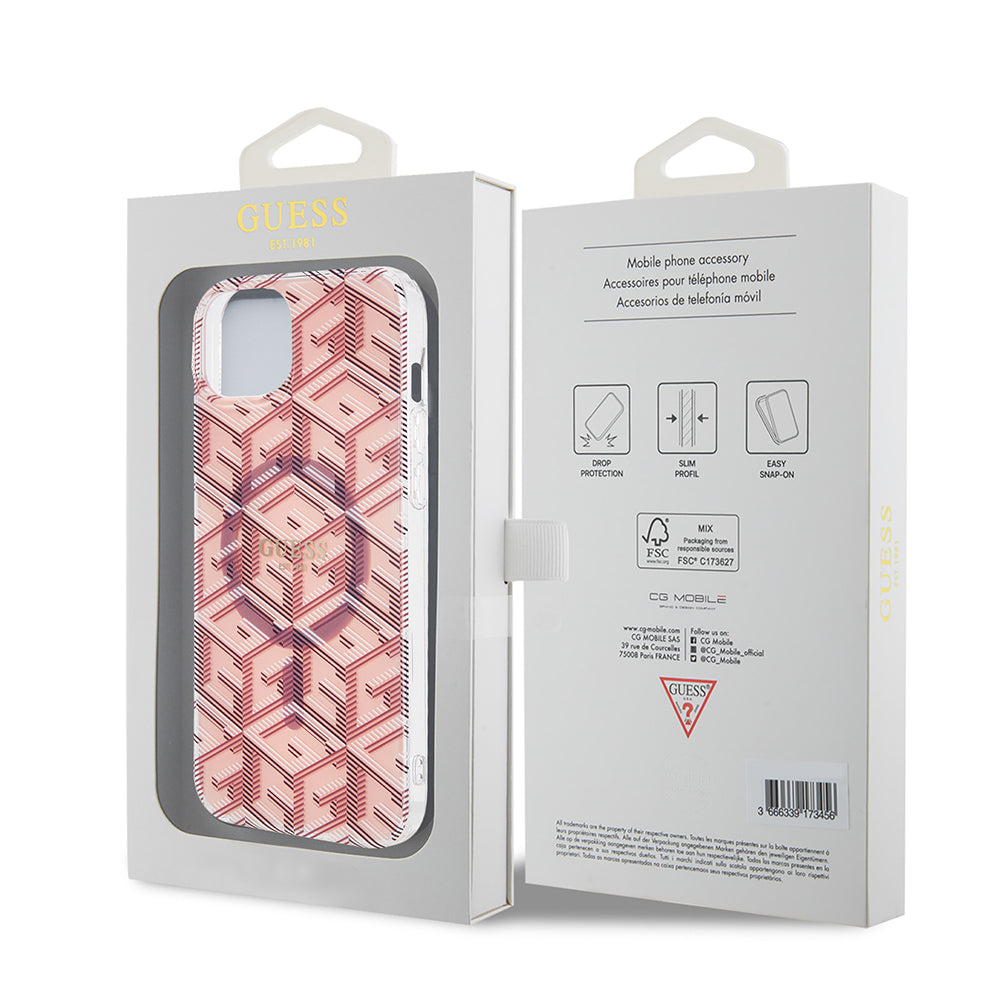 MagSafe-kotelo Apple iPhone 15 Plus -puhelimelle, Guess, IML Gcube, Pinkki