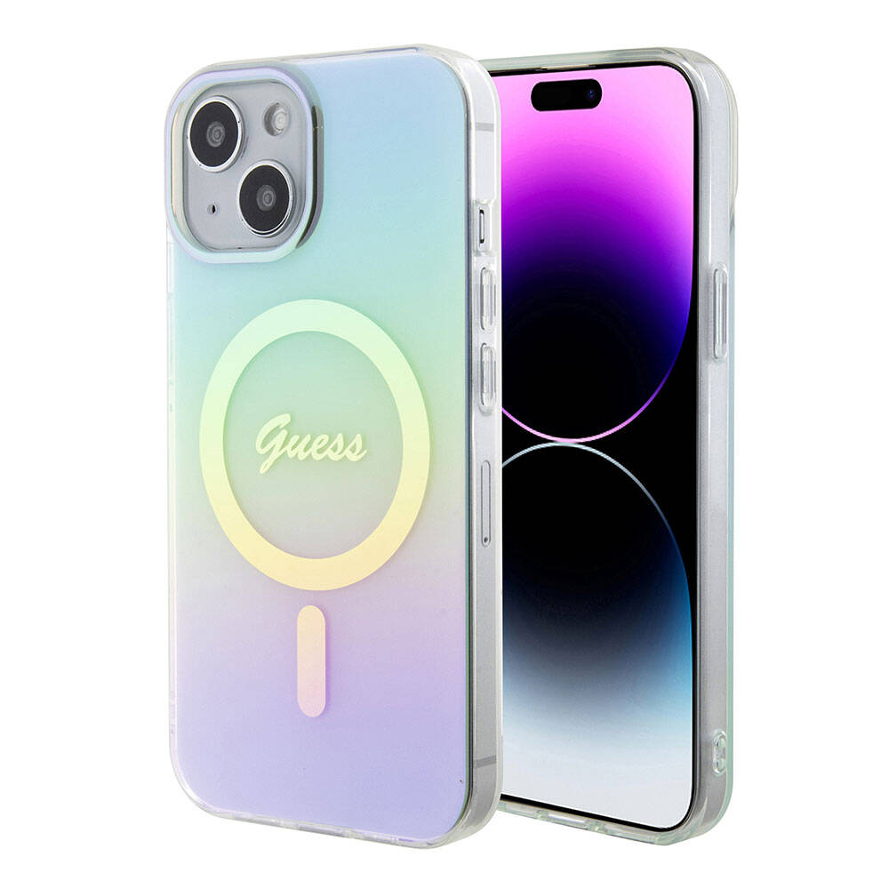 MagSafe-kotelo Apple iPhone 15 Plus -puhelimelle, Guess, IML Iridescent, Turkoosi