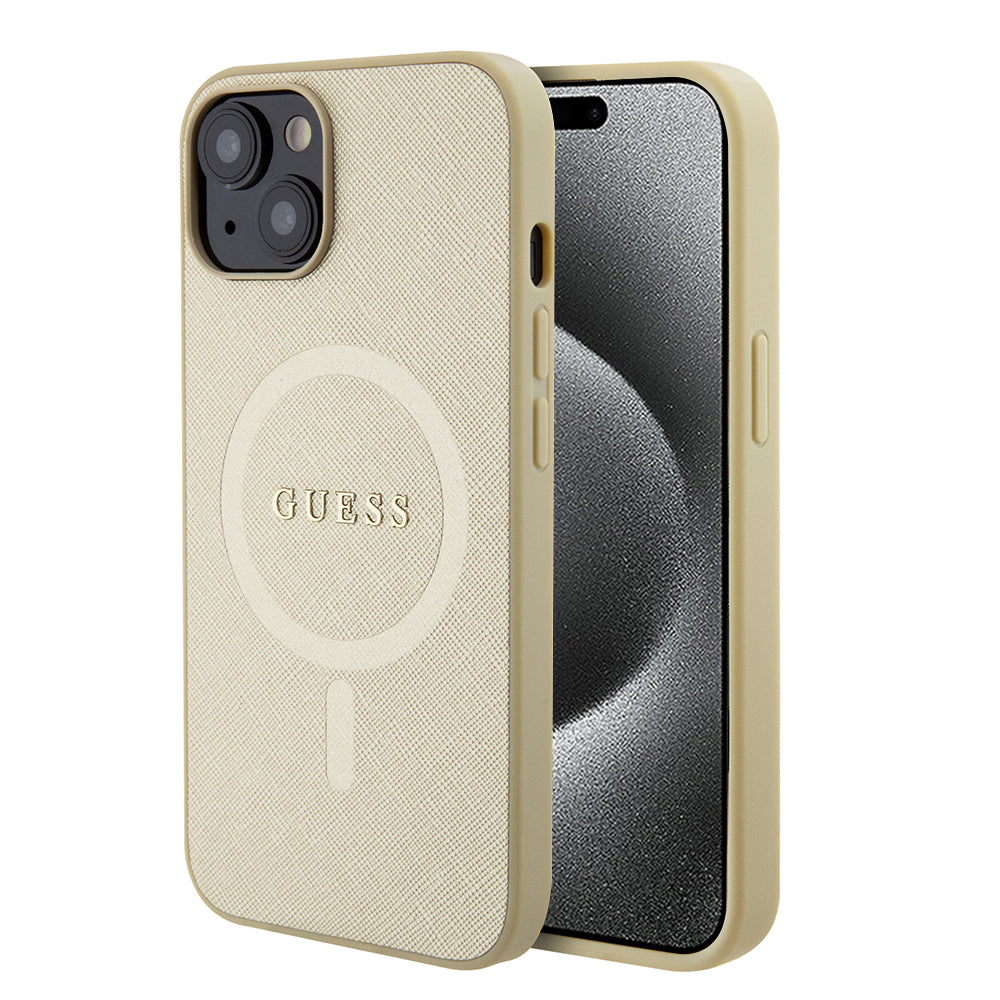 MagSafe-kotelo Apple iPhone 15 Plus -puhelimelle, Guess, Saffiano, Kultainen