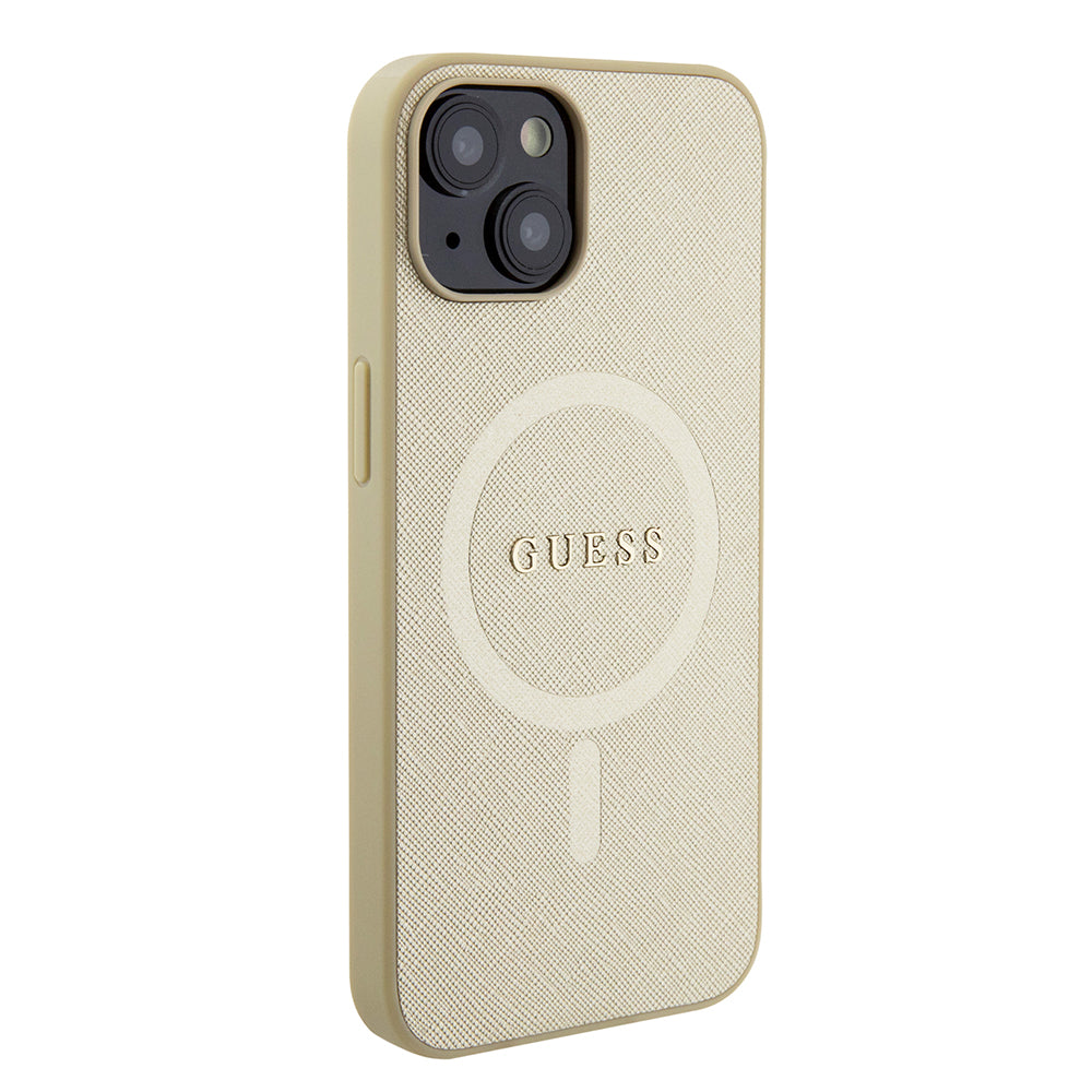 MagSafe-kotelo Apple iPhone 15 Plus -puhelimelle, Guess, Saffiano, Kultainen