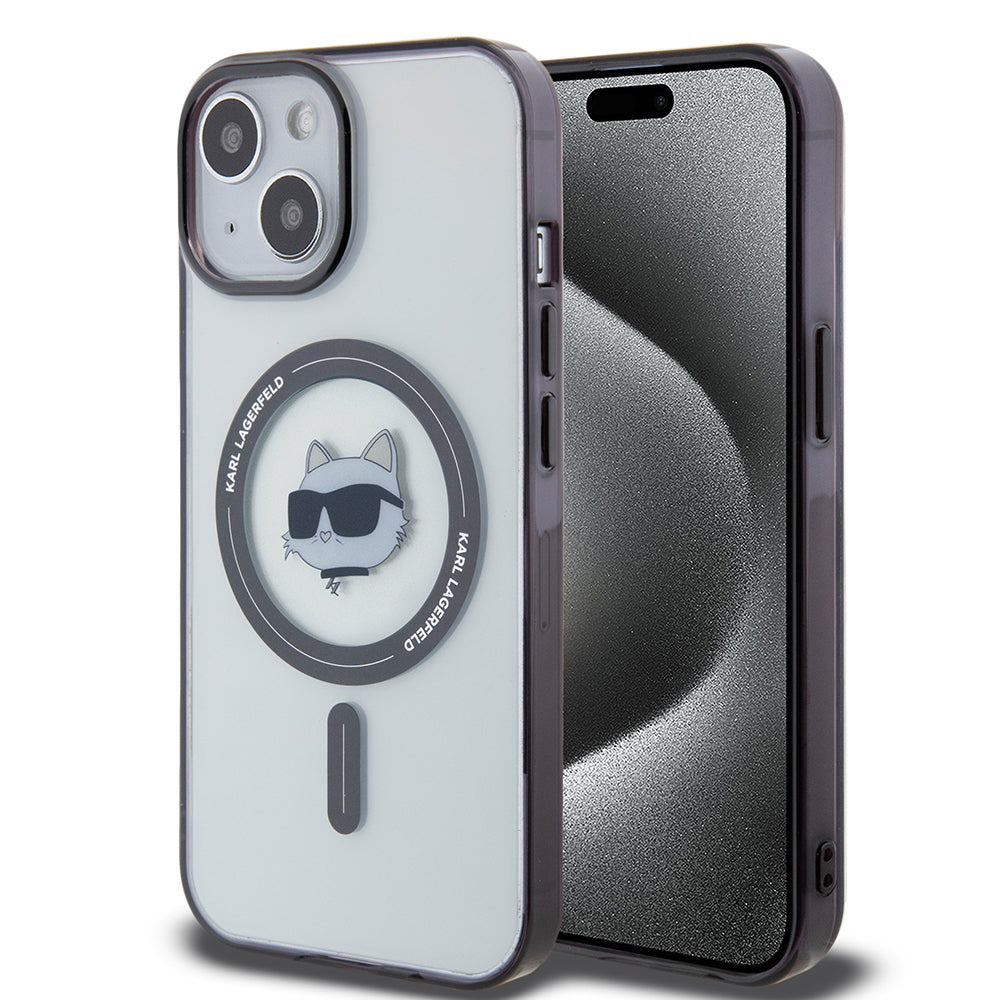 MagSafe-kotelo Apple iPhone 15 Plus -puhelimelle, Karl Lagerfeld, IML Choupette's Head, Läpinäkyvä