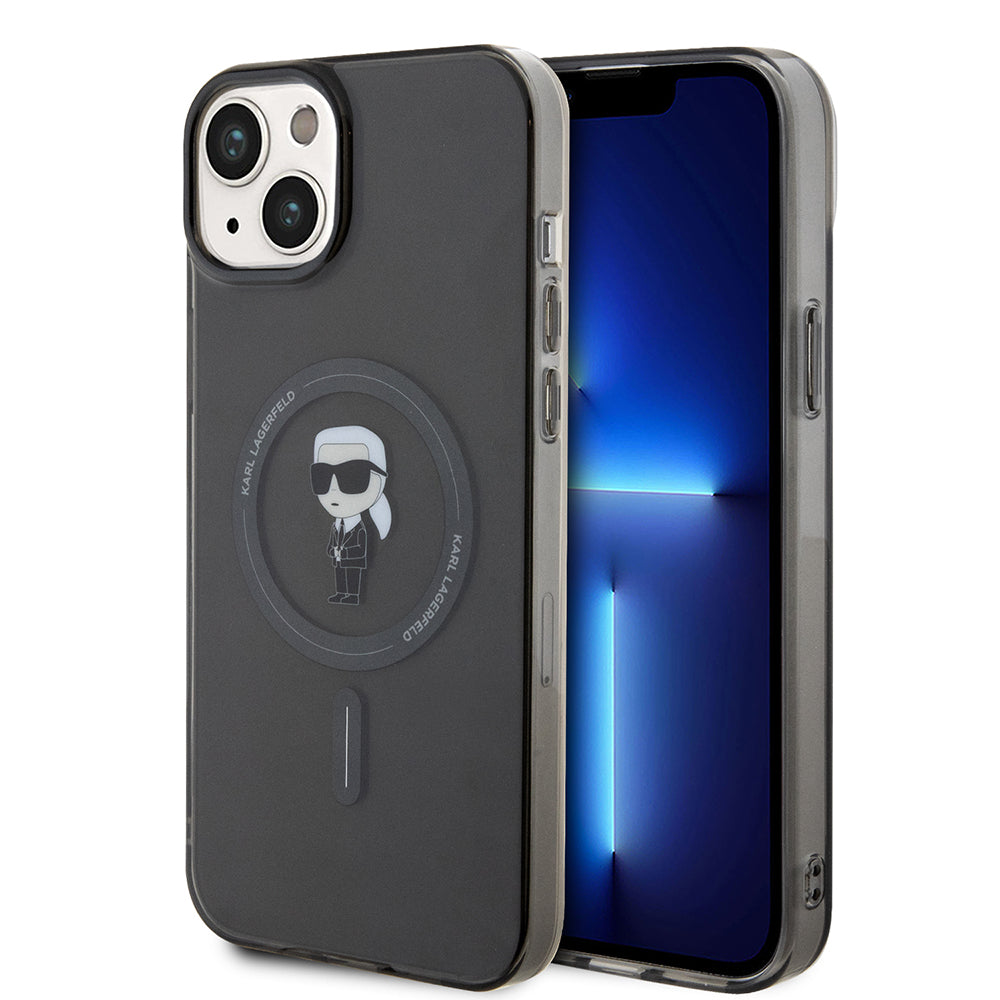 MagSafe-kotelo Apple iPhone 15 Plus -puhelimelle, Karl Lagerfeld, IML Ikonik Karl, Musta