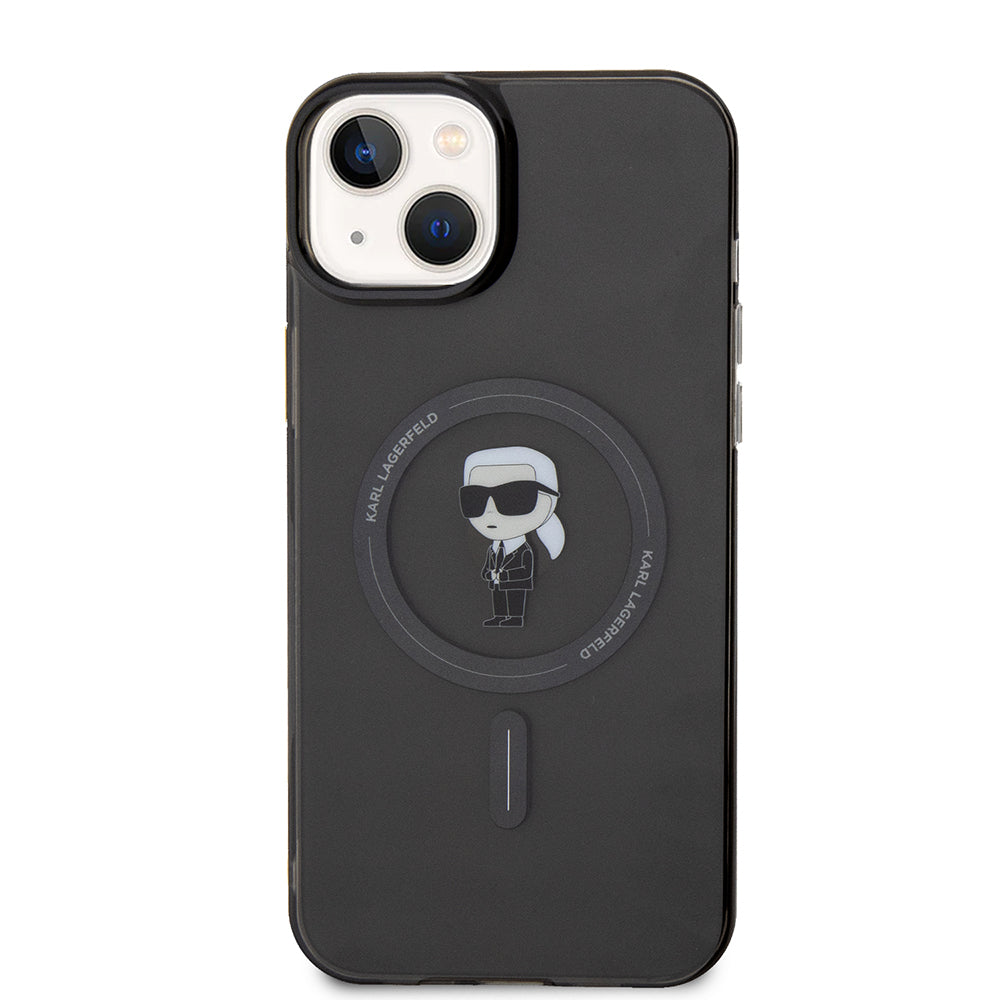 MagSafe-kotelo Apple iPhone 15 Plus -puhelimelle, Karl Lagerfeld, IML Ikonik Karl, Musta