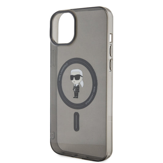 MagSafe-kotelo Apple iPhone 15 Plus -puhelimelle, Karl Lagerfeld, IML Ikonik Karl, Musta