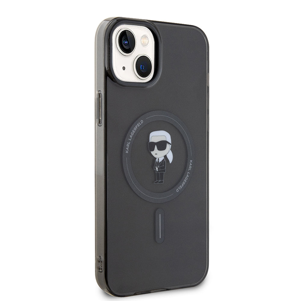 MagSafe-kotelo Apple iPhone 15 Plus -puhelimelle, Karl Lagerfeld, IML Ikonik Karl, Musta
