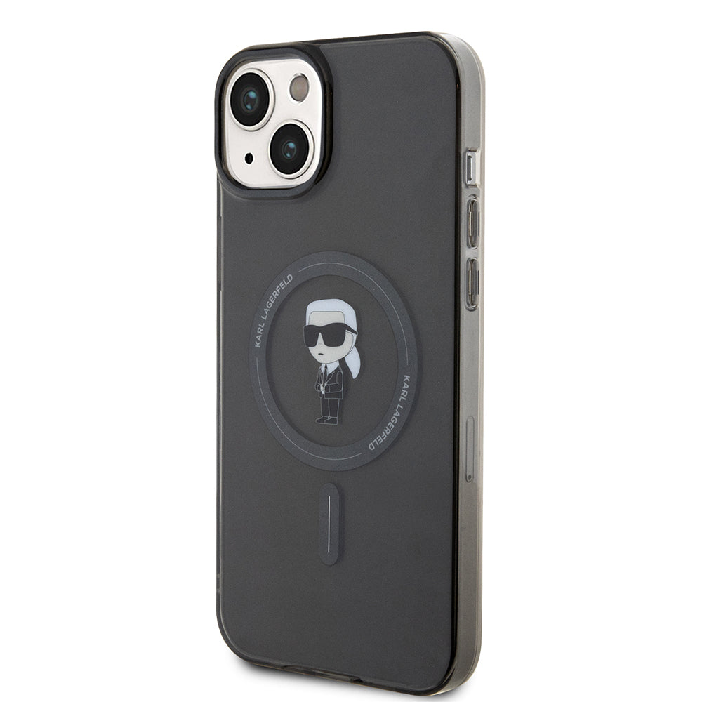 MagSafe-kotelo Apple iPhone 15 Plus -puhelimelle, Karl Lagerfeld, IML Ikonik Karl, Musta