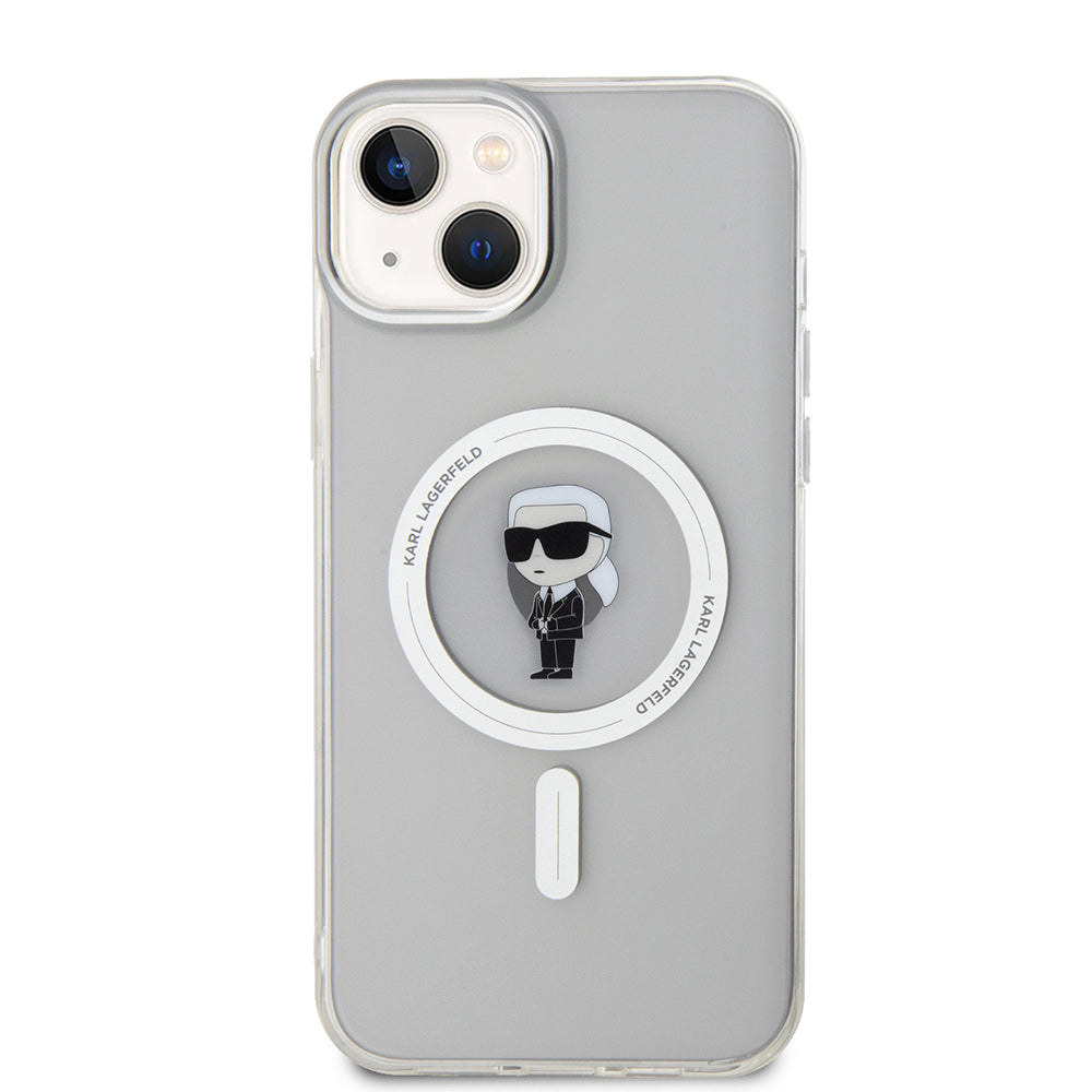MagSafe-kotelo Apple iPhone 15 Plus -puhelimelle, Karl Lagerfeld, IML Ikonik Karl, Läpinäkyvä