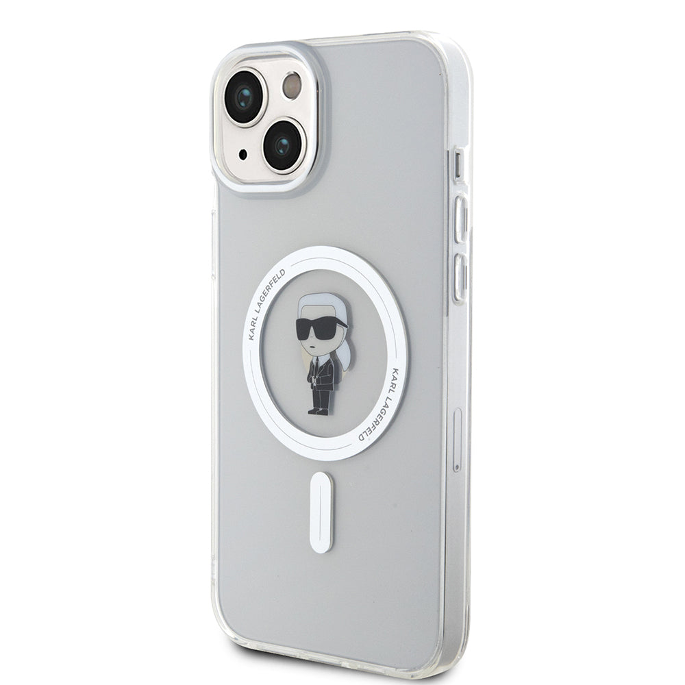MagSafe-kotelo Apple iPhone 15 Plus -puhelimelle, Karl Lagerfeld, IML Ikonik Karl, Läpinäkyvä