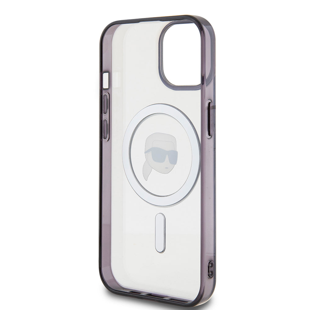 MagSafe-kotelo Apple iPhone 15 Plus -puhelimelle, Karl Lagerfeld, IML Karl's Head, Läpinäkyvä