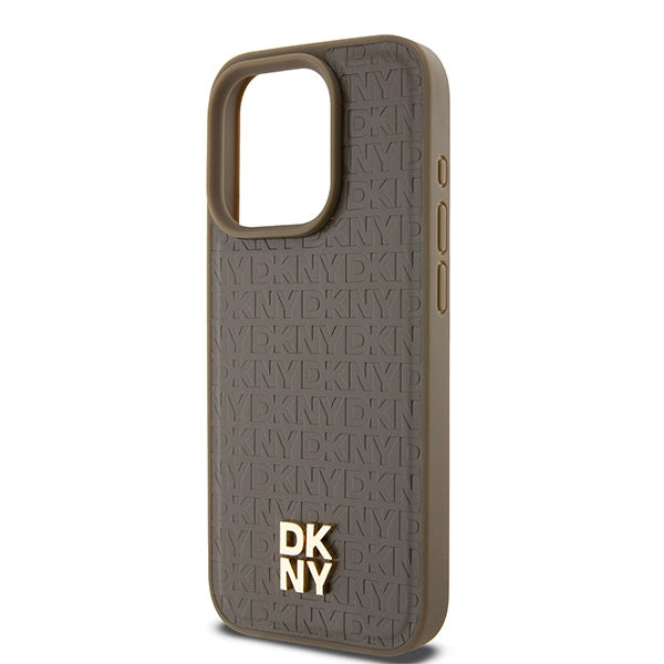 MagSafe-kotelo Apple iPhone 15 Prolle, DKNY, Monogram-kuvioitu metallilogo, Ruskea