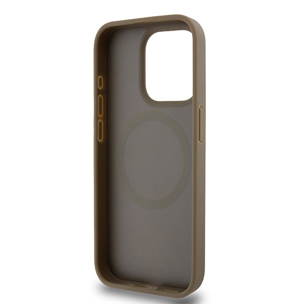 MagSafe-kotelo Apple iPhone 15 Prolle, DKNY, Monogram-kuvioitu metallilogo, Ruskea